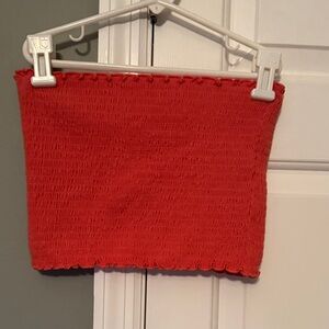 Hollister Red Smocked Bandeau Tube Top